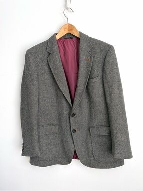 Vintage Stollery’s - DAKS Wool Herringbone Blazer - Dark Academia - Size S/M